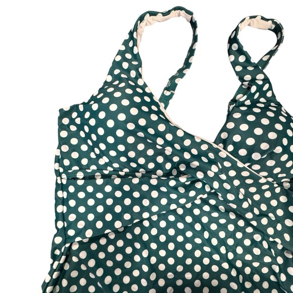 Polka Dot Woman’s Tankini  Swimsuit Top Green White Size Large - Picture 5 of 6